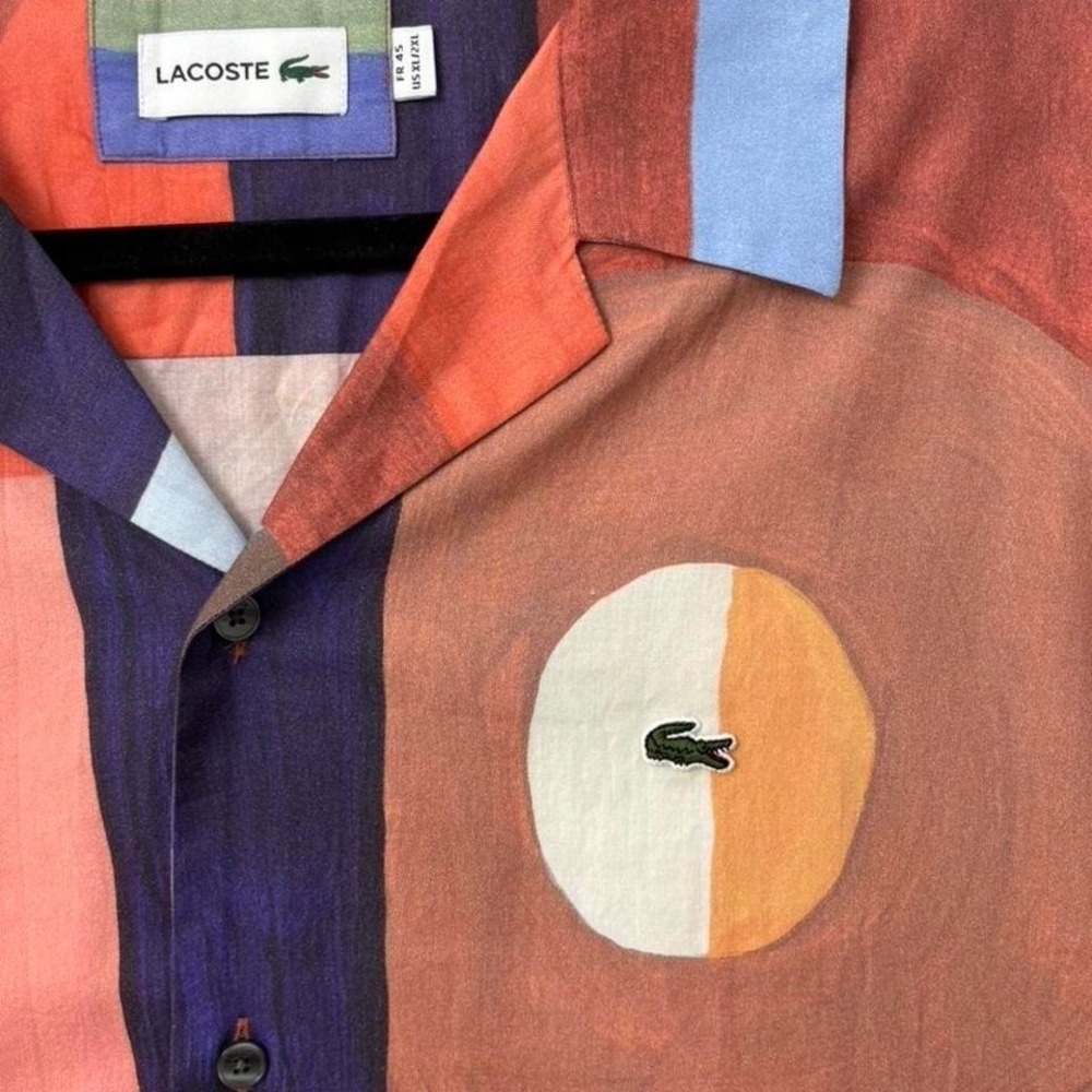 Lacoste Multicolor Lightweight Shirt Jacket in Orange, Purple, Blue